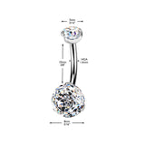 Titanium Prong Set Millennium Rose Cut CZ Belly Button Ring