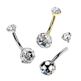 Titanium Prong Set Millennium Rose Cut CZ Belly Button Ring