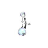 Titanium Double Moonstones Internally Threaded Belly Button Ring
