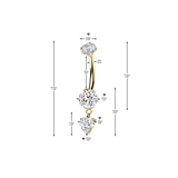 Titanium Prong Set CZ Heart Dangle Belly Button Rings