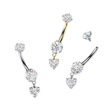 Titanium Prong Set CZ Heart Dangle Belly Button Rings
