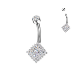 Titanium Diamond CZ & Pave CZ Belly Button Ring