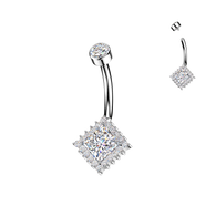 Titanium Diamond CZ & Pave CZ Belly Button Ring
