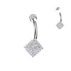 Titanium Diamond CZ & Pave CZ Belly Button Ring