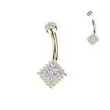 Titanium Diamond CZ & Pave CZ Belly Button Ring