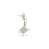 Titanium Diamond CZ & Pave CZ Belly Button Ring