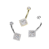 Titanium Diamond CZ & Pave CZ Belly Button Ring