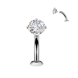 Titanium Curved Flat Back Prong Set CZ Belly Button Rings