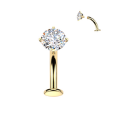 Titanium Curved Flat Back Prong Set CZ Belly Button Rings