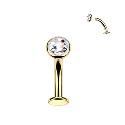 Titanium Curved Flat Back Bezel Set Crystal Top Belly Button Rings