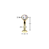Titanium Curved Flat Back Bezel Set Crystal Top Belly Button Rings