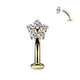 Titanium Floating Base Belly Button Ring With CZ Flower Top