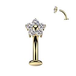 Titanium Floating Base Belly Button Ring With CZ Flower Top