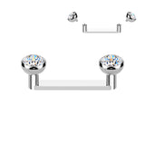 Titanium Bezel CZ Ball Anchor Dermal Surface Bar Piercing 14G