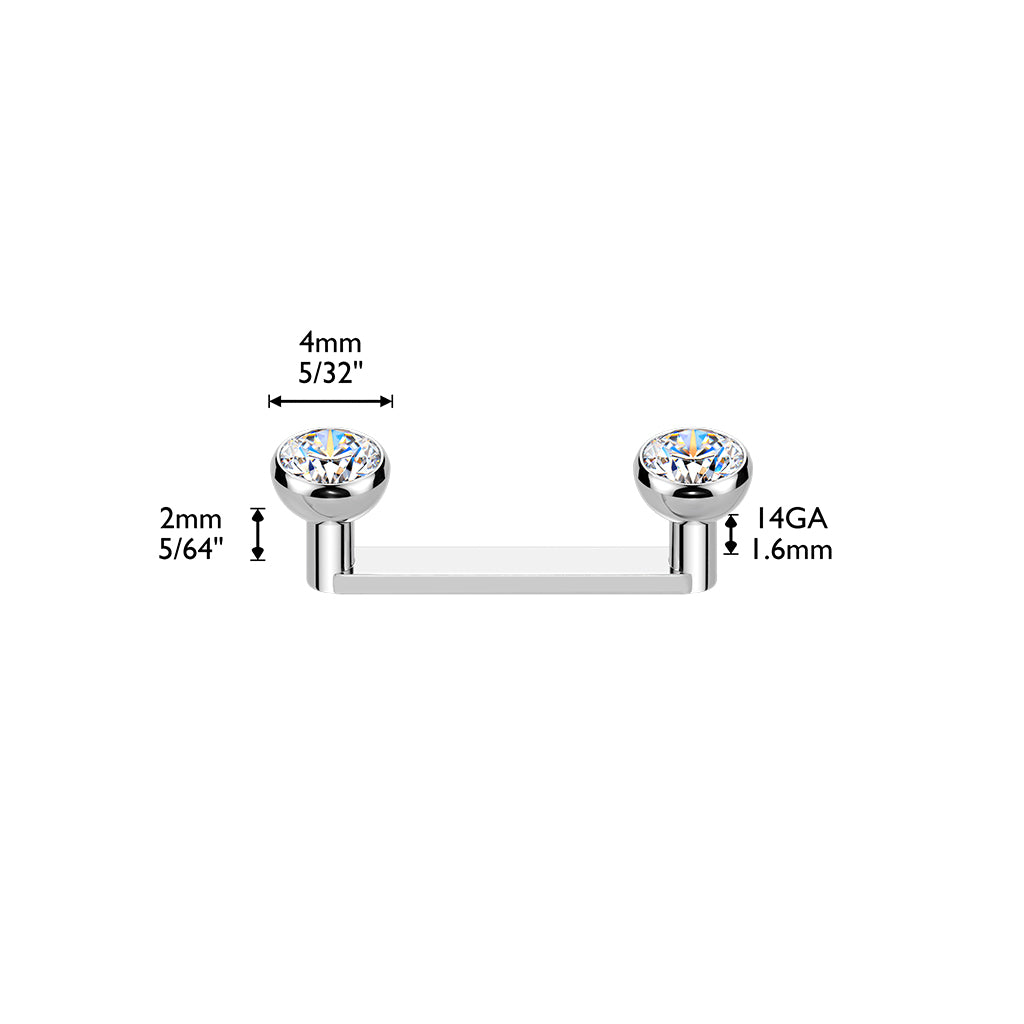 Titanium Bezel CZ Ball Anchor Dermal Surface Bar Piercing 14G ...