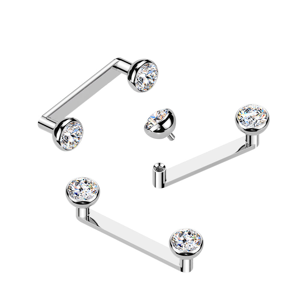Titanium Bezel CZ Ball Anchor Dermal Surface Bar Piercing 14G ...