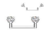 Titanium Prong CZ Top Dermal Surface Bar Piercing 14G