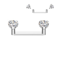 Titanium Prong CZ Top Dermal Surface Bar Piercing 14G
