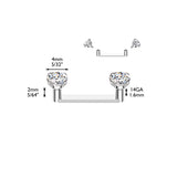 Titanium Prong CZ Top Dermal Surface Bar Piercing 14G