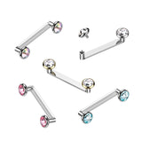 Titanium Bezel Crytal Top Surface Barbell Snake Bite Tongue Rings