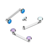 Titanium Bezel Opal Top Surface Barbell Snake Bite Tongue Rings