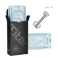 20 Pc Pack Titanium Pre-Sterilized Bezel CZ Threadless Push In Labret Stud For Helix Tragus