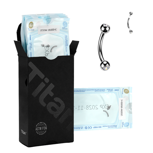 20 Pc Pack Titanium Pre-Sterilized Internally Threaded CZ Curved Barbell For Eyebrow Helix