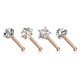 4 Pcs Assorted Prong Set CZ Mix Nose Stud Rings