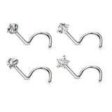 4 Pcs Value Pack Mix Prong Set CZ Shape Nose Screws