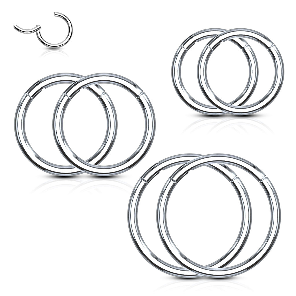 3 Pairs Precision Hinge Action Segment Rings Ear Nose Lip
