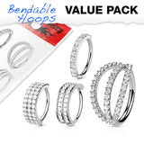 4 Pcs Value Pack Bendable Cartilage Tragus Helix Earrings Hoop Nose Rings