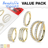 4 Pcs Value Pack Bendable Cartilage Tragus Helix Earrings Hoop Nose Rings