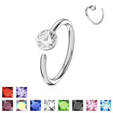 Single Gem End Nose Hoop Tragus Cartilage Ring