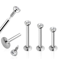 4 Pc CZ Top Internal Threaded Labret Monroe Daith Tragus Helix Stud