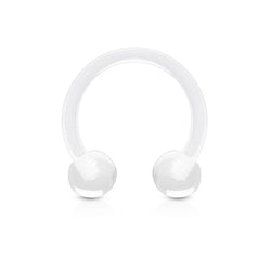 All Clear Acrylic Flexible Horseshoe Circular Barbell 14GA