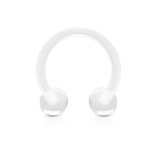 All Clear Acrylic Flexible Horseshoe Circular Barbell 14GA