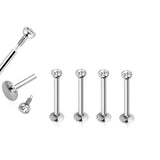 4 Pc CZ Top Internal Threaded Labret Monroe Daith Tragus Helix Stud