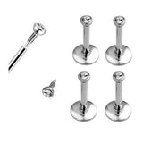 4 Pc CZ Top Internal Threaded Labret Monroe Daith Tragus Helix Stud