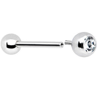 14G 5/8 Surgical Steel Internally Threaded Surgical Steel CZ Barbell Tongue Ring