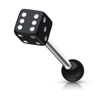 Black Acrylic Dice Ball Barbell Tongue Rings