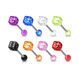 Assorted Acrylic 5 mm Dice Ball Barbell Tongue Rings