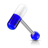 UV Acrylic 2 Color Pill Ball Barbell Tongue Rings