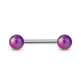 Matte Finish Pearlish Ball 316L Surgical Steel Tongue Ring