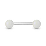 Matte Finish Pearlish Ball 316L Surgical Steel Tongue Ring