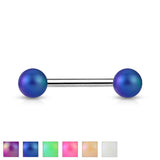 Matte Finish Pearlish Ball 316L Surgical Steel Tongue Ring