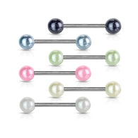 Pearl Coated Acrylic Ball Nipple Barbell Tongue Rings