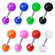 20 Pcs Solid UV Acrylic Ball Surgical Steel Barbell Tongue Rings