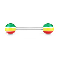 Color Stripe Acrylic Ball Barbell Tongue Rings Nipple Barbell 14GA