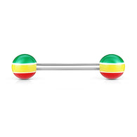 Color Stripe Acrylic Ball Barbell Tongue Rings Nipple Barbell 14GA