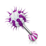 Candy Stripe Silicone Spiky Koosh Balls Barbell Tongue Rings